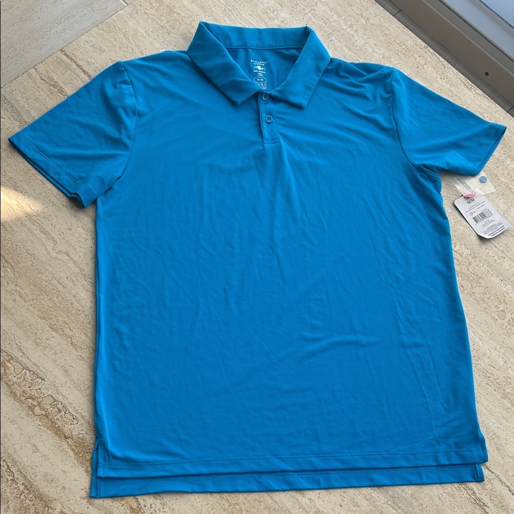 NEW 🆕 Athletic Works Easy Dry Men's Blue Polo Fitted Shirt size M
